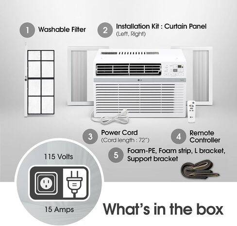 LG 12000 BTU Window Air Conditioners [2023 New] Remote Control WiFi App Ultra-Quite Washable Filter Cools 550Sq.Ft for Medium & Large Room AC Unit air conditioner Easy Install White LW1217ERSM1 in Kuwait