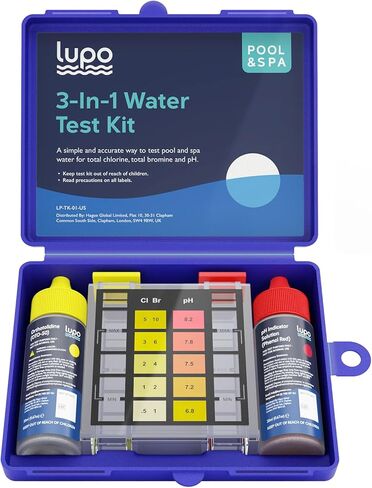 Lupo 3-in-1 Water Test Kit for Swimming Pools & Spas | Water Chemical Test Kit for pH, Total Chlorine and Total Bromine in Saudi Arabia