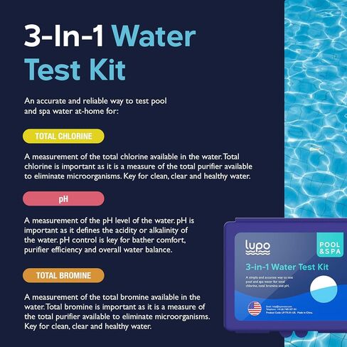 Lupo 3-in-1 Water Test Kit for Swimming Pools & Spas | Water Chemical Test Kit for pH, Total Chlorine and Total Bromine in Saudi Arabia