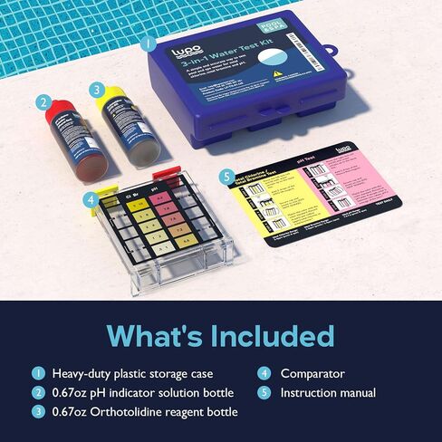 Lupo 3-in-1 Water Test Kit for Swimming Pools & Spas | Water Chemical Test Kit for pH, Total Chlorine and Total Bromine in Saudi Arabia