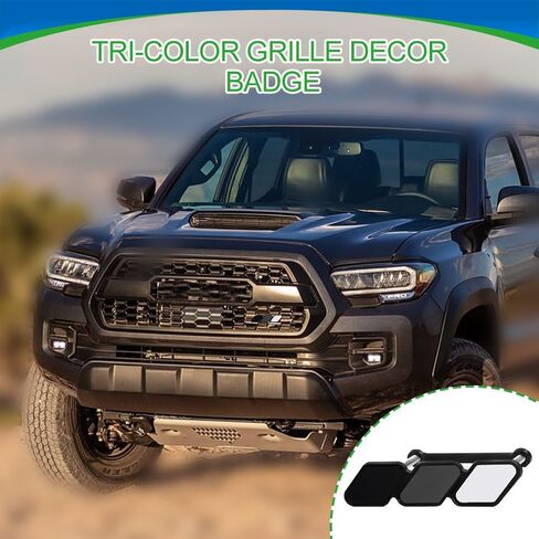 Tri-Color Grille Decor Badge, Front Grill Emblem, Tri-Color Grille Badge Emblem Decoration Accessories, Grille Insert Trims Car Decor Fit for Tacoma 4Runner Tundra (Green Gradient) in Kuwait