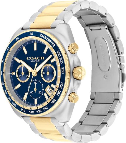 Watch Coach Charter Men's Quartz Chronograph ، سوار من الفولاذ المقاوم للصدأ - مقاوم للماء إلى 3ATM ، الحد الأدنى الحديث - هدية له ، 44.5 ملم in Kuwait