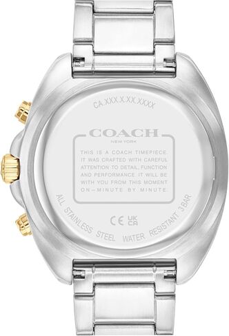 Watch Coach Charter Men's Quartz Chronograph ، سوار من الفولاذ المقاوم للصدأ - مقاوم للماء إلى 3ATM ، الحد الأدنى الحديث - هدية له ، 44.5 ملم in Kuwait