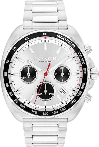 Coach Charter Men's Quartz Chronograph Watch, Stainless Steel Bracelet - Water-Resistant to 3ATM, Modern Minimalist - Gift for Him, 44.5mm in Kuwait