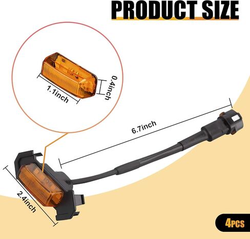 4 PCS Front Bumper Grille LED Daytime Running Light, 2.4 x 6.7 Yellow Width Indicator Light with Fuse, Safety Warning Light, Compatible with 2016-2023 Toyota Tacoma Trd Pro(Yellow) in Saudi Arabia