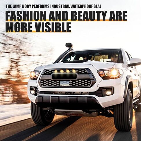 4 PCS Front Bumper Grille LED Daytime Running Light, 2.4 x 6.7 Yellow Width Indicator Light with Fuse, Safety Warning Light, Compatible with 2016-2023 Toyota Tacoma Trd Pro(Yellow) in Saudi Arabia