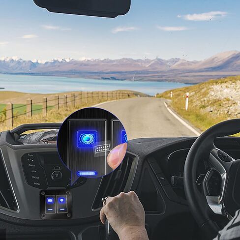 لوحة تبديل الروك-4 لوحة تبديل ألومنيوم ألومنيوم ، لوحة تبديل 12V/24V ، مفاتيح 3 دبوس على تشغيل السيارة ، لوحة مفتاح LED الأزرق لسيارة سيارة جيب جيب RV UTV in Saudi Arabia