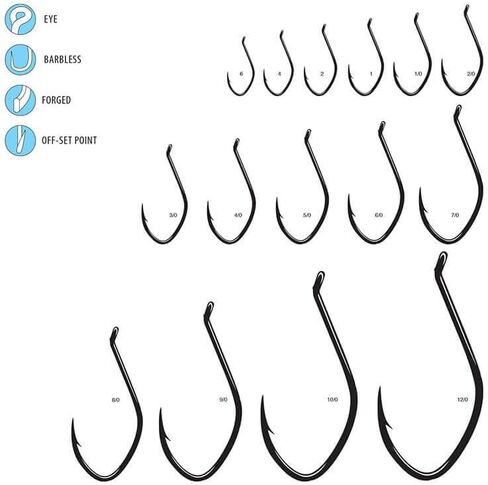 Gamakatsu 225913 Big River Bait Open Eye NS Hook (25 Pack), Size 3/0, Black in Saudi Arabia