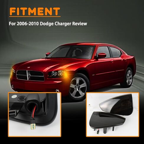 LED Front Fender LED Side Marker Lights Amber Turn Signal Lamp Kit for Dodge Charger Daytona RT SE SRT8 SXT 2006-2010,Smoked Lens Side Bumper Marker Lamps,2pcs (Yellow LIght) in Saudi Arabia