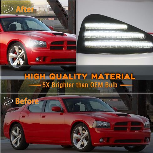 LED Frend Fender LED Marker Marker Lights Kit Amber Turn Lamp Lamp for Dodge Charger Daytona RT SE SRT8 SXT 2006-2010 ، مصابيح العلامة الجانبية المدخنة العدسة ، 2 مساءً (الضوء الأصفر) in Saudi Arabia