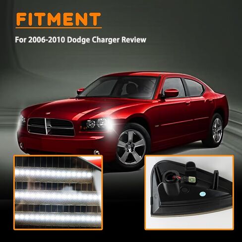 LED Frend Fender LED Marker Marker Lights Kit Amber Turn Lamp Lamp for Dodge Charger Daytona RT SE SRT8 SXT 2006-2010 ، مصابيح العلامة الجانبية المدخنة العدسة ، 2 مساءً (الضوء الأصفر) in Saudi Arabia