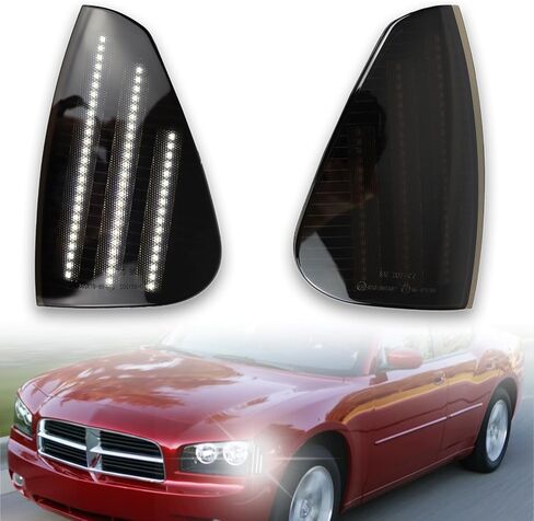 LED Frend Fender LED Marker Marker Lights Kit Amber Turn Lamp Lamp for Dodge Charger Daytona RT SE SRT8 SXT 2006-2010 ، مصابيح العلامة الجانبية المدخنة العدسة ، 2 مساءً (الضوء الأصفر) in Saudi Arabia