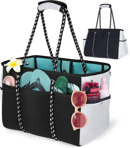 NUBILY Neoprene Beach Tote Bag 30L Beach Bags for Women Vacation Waterproof Sandproof Womens Travel Swim Pool Bag in Saudi Arabia