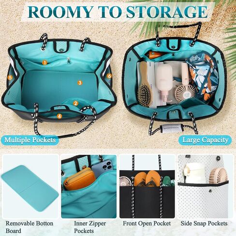 NUBILY Neoprene Beach Tote Bag 30L Beach Bags for Women Vacation Waterproof Sandproof Womens Travel Swim Pool Bag in Saudi Arabia