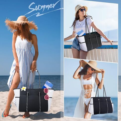 NUBILY Neoprene Beach Tote Bag 30L Beach Bags for Women Vacation Waterproof Sandproof Womens Travel Swim Pool Bag in Saudi Arabia