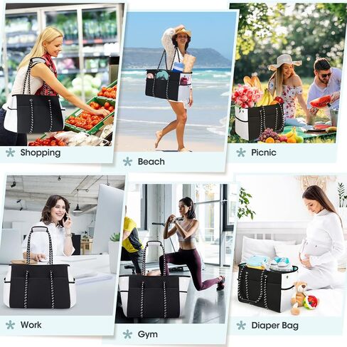 NUBILY Neoprene Beach Tote Bag 30L Beach Bags for Women Vacation Waterproof Sandproof Womens Travel Swim Pool Bag in Saudi Arabia