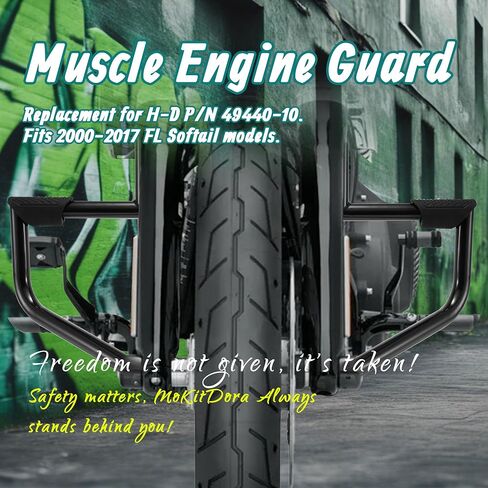 MoKitDora Softail Engine Guard Highway Muscle Crash Freeway Z Bar 1.25" Fat for Harley Softail 2000-2017 FL Heritage Classic Deluxe Fat Boy Models, Black in Saudi Arabia