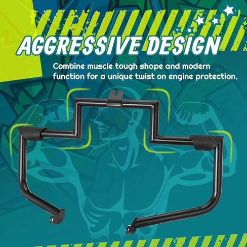 MoKitDora Softail Engine Guard Highway Muscle Crash Freeway Z Bar 1.25" Fat for Harley Softail 2000-2017 FL Heritage Classic Deluxe Fat Boy Models, Black in Saudi Arabia