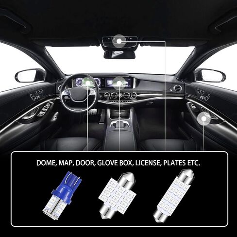 24 PCS LED LED ، قبة LED LED مجموعة مجموعة لمبة ، 12 فولت 5050SMD إضاءة الزاوية العريضة عالية ، تستخدم للسيارة الداخلية/الخريطة الداخلية قبة/صندوق/ترخيص ، إلخ (الأزرق) in Saudi Arabia