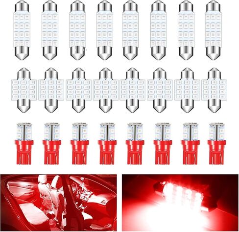 24 Pcs Car Led Bulb, Dome Light LED Car Interior Bulb Kit Set, 12V 5050SMD Wide-angle Illumination High-brightness, Used for Car Interior/Indoor Map Dome/Trunk/License Lights, Etc(Blue) in Saudi Arabia