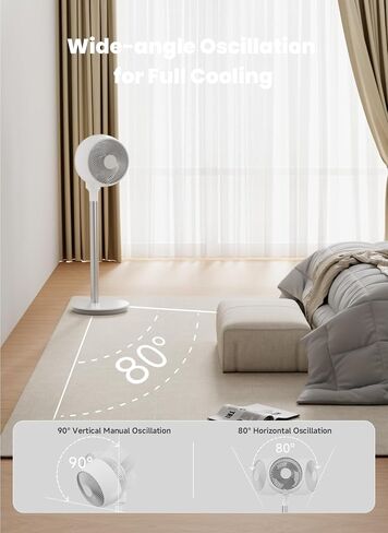 AIRMATE مروحة دوران الهواء مع جهاز تحكم عن بعد، مراوح متأرجحة لصمت توربو في الداخل، مروحة بقاعدة، مروحة تبريد مع 4 أوضاع 12 سرعة، مراوح واقفة للمنزل والمكتب وغرفة النوم in Saudi Arabia