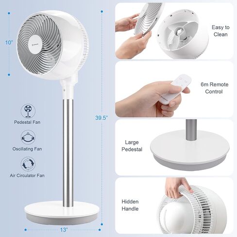 AIRMATE مروحة دوران الهواء مع جهاز تحكم عن بعد، مراوح متأرجحة لصمت توربو في الداخل، مروحة بقاعدة، مروحة تبريد مع 4 أوضاع 12 سرعة، مراوح واقفة للمنزل والمكتب وغرفة النوم in Saudi Arabia