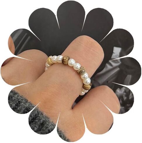 Layered Pearl Knuckle Ring Silver Open Finger Ring Jewelry for Women in Saudi Arabia