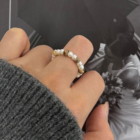 Layered Pearl Knuckle Ring Silver Open Finger Ring Jewelry for Women in Saudi Arabia