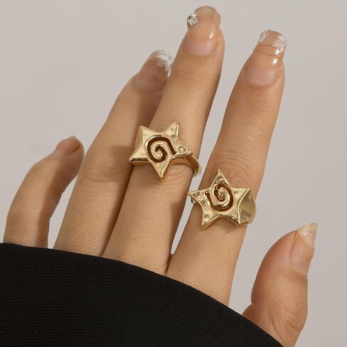 ZMANYIJEW 2PCS Cubic Star Ring for women Personalized Open End Ring for women in Saudi Arabia
