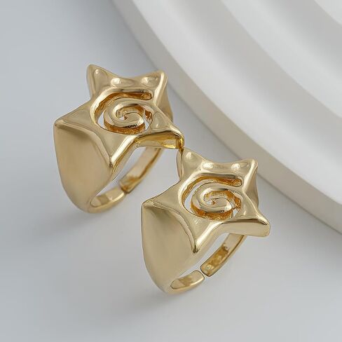 ZMANYIJEW 2PCS Cubic Star Ring for women Personalized Open End Ring for women in Saudi Arabia
