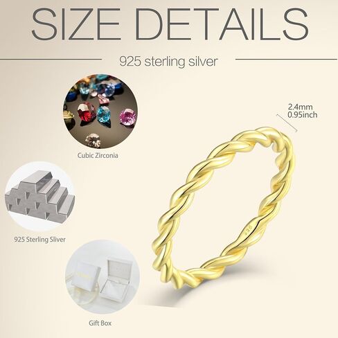 حلقات ملتوية 925 جنيه إسترليني الفضة القابلة للتكديس هدايا المجوهرات للنساء in Kuwait