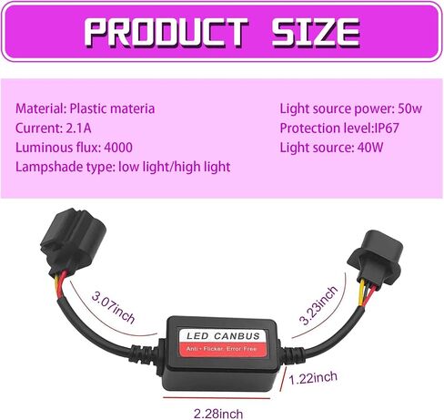 H13/9008 LED Failure Decoder, Plug and Play Wiring Free Anti-flicker Radio Stereo Filter, Modification Replacement Accessories, Universal Fit for Most Cars (Black) in Saudi Arabia