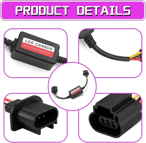 H13/9008 LED Failure Decoder, Plug and Play Wiring Free Anti-flicker Radio Stereo Filter, Modification Replacement Accessories, Universal Fit for Most Cars (Black) in Saudi Arabia