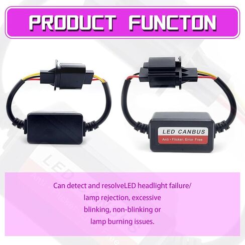 H13/9008 LED Failure Decoder, Plug and Play Wiring Free Anti-flicker Radio Stereo Filter, Modification Replacement Accessories, Universal Fit for Most Cars (Black) in Saudi Arabia