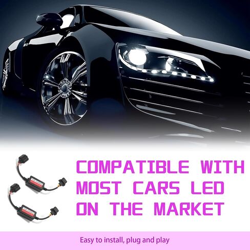 H13/9008 LED Failure Decoder, Plug and Play Wiring Free Anti-flicker Radio Stereo Filter, Modification Replacement Accessories, Universal Fit for Most Cars (Black) in Saudi Arabia