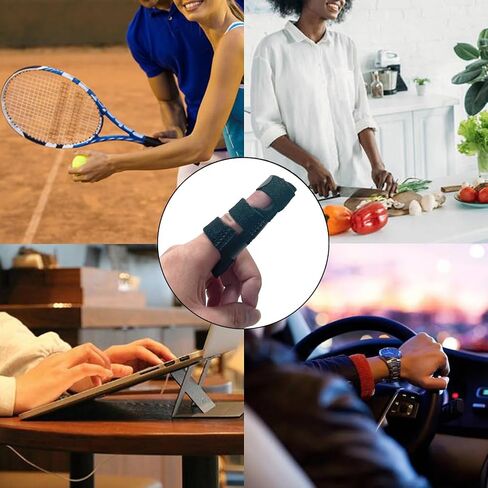 Upgraded Finger Splints (4Pcs), Trigger Finger Splint Finger Brace with 3 Fixing Strap for Mallet Finger, Broken Finger Protector, Knuckle Immobilization, Straightening Support, Arthritis Pain Relief in Kuwait