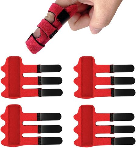 Upgraded Finger Splints (4Pcs), Trigger Finger Splint Finger Brace with 3 Fixing Strap for Mallet Finger, Broken Finger Protector, Knuckle Immobilization, Straightening Support, Arthritis Pain Relief in Kuwait