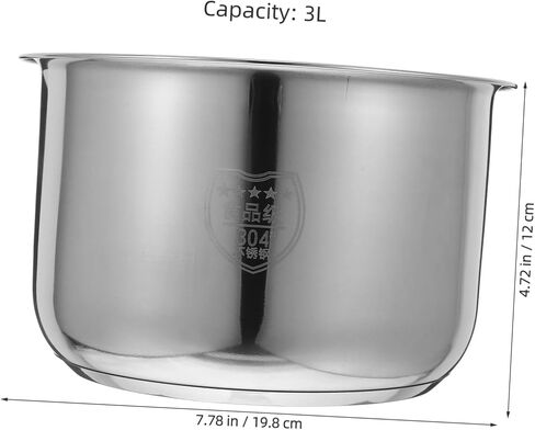Zerodeko 2L Rice Cooker Inner Pot Replacement, Stainless Steel Rice Cooker Non Stick Inner Pot, Traditional Pressure Cooker Bowl Electric Cooker Accessories in Kuwait