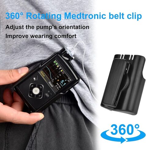 360 درجة حامل مضخة الأنسولين الدوارة الملائمة لـ Medtronic Mailured 780G ، 670G ، 770G ، 630G ، 640G مضخات ، مقطع مضخة الأنسولين لملحقات Medtronic 780G ، مناسبة لإدارة مرض السكري (أسود) in Kuwait