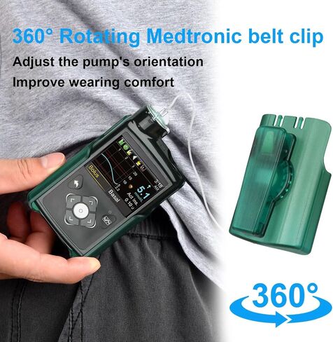 360 درجة حامل مضخة الأنسولين الدوارة الملائمة لـ Medtronic Mailured 780G ، 670G ، 770G ، 630G ، 640G مضخات ، مقطع مضخة الأنسولين لملحقات Medtronic 780G ، مناسبة لإدارة مرض السكري (أسود) in Kuwait