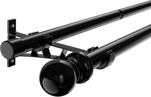 Curtain Rods for Windows 28-44 inch, 5/8 inch Black Curtain Rod Set, Splicing Heavy Duty Curtain Rod with Brackets, Decorative Curtain Rod for Bedroom, Living Room, Kitchen, Outdoor, Patio in Kuwait