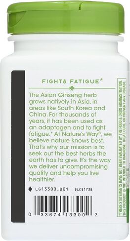 Nature's Way Premium Herbal Asian Ginseng, Cruelty Free, Environmentally Friendly, 100 Vegan Capsules (Pack of 1) in Saudi Arabia