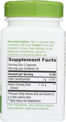 Nature's Way Premium Herbal Asian Ginseng, Cruelty Free, Environmentally Friendly, 100 Vegan Capsules (Pack of 1) in Saudi Arabia