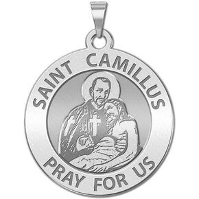 PicturesOnGold.com Saint Camillus Round Religious Medal - 2/3 Inch Size of Dime, Sterling Silver