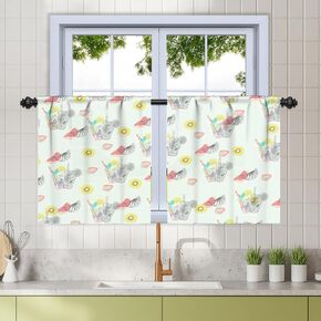 Renaiss 26 x 36 Inch Summer Juice Tier Curtains for Small Window Treatment Short Blackout Curtain Rod Pocket Pomelo Strawberry Kiwi Half Window Curtains for Kitchen Cabinet Basement Camper 2 Panels