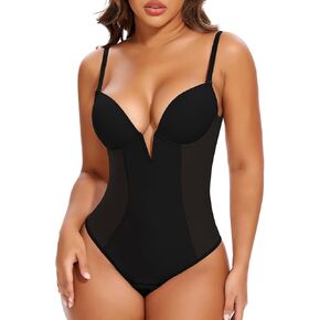 Joyshaper Women's v neck apphearue bodysuit يطرق ملابس صغيرة مع مراقبة البطن