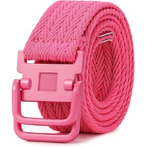 SANSTHS Canvas Belt for Women and Men, Belt Men with Double Ring Alloy Buckle for Jeans Pants