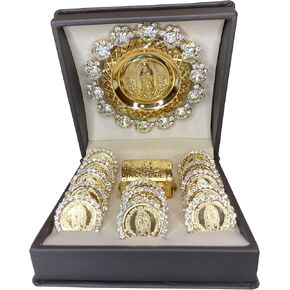 Angelitos de Mexico Wedding Arras Coins Ceremonial Classic Artisanal Gold-plated Our Lady of Guadalupe La Guadalupana