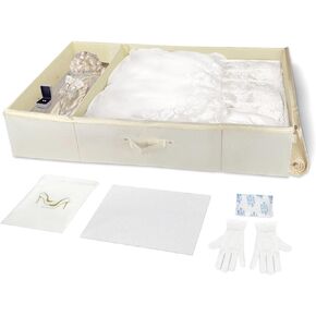 Large Wedding Dress Preservation Box – Breathable Storage Box with 50 Acid-Free Tissue Paper Microfiber Glove Dust Bag & Clothing Desiccant – Keepsake Chest for Gowns, Heirlooms, and Bridal Dresses