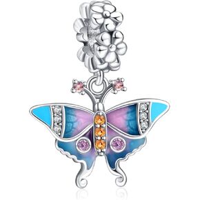 Rose, Cherry Blossom, daisy Flower, or Butterfly Charms for Pandora Bracelets and Necklaces, S925 Silver, Colorful, Rose Gold, Bead or Pendant Charms with CZ, Small Jewelry Gifts for Women